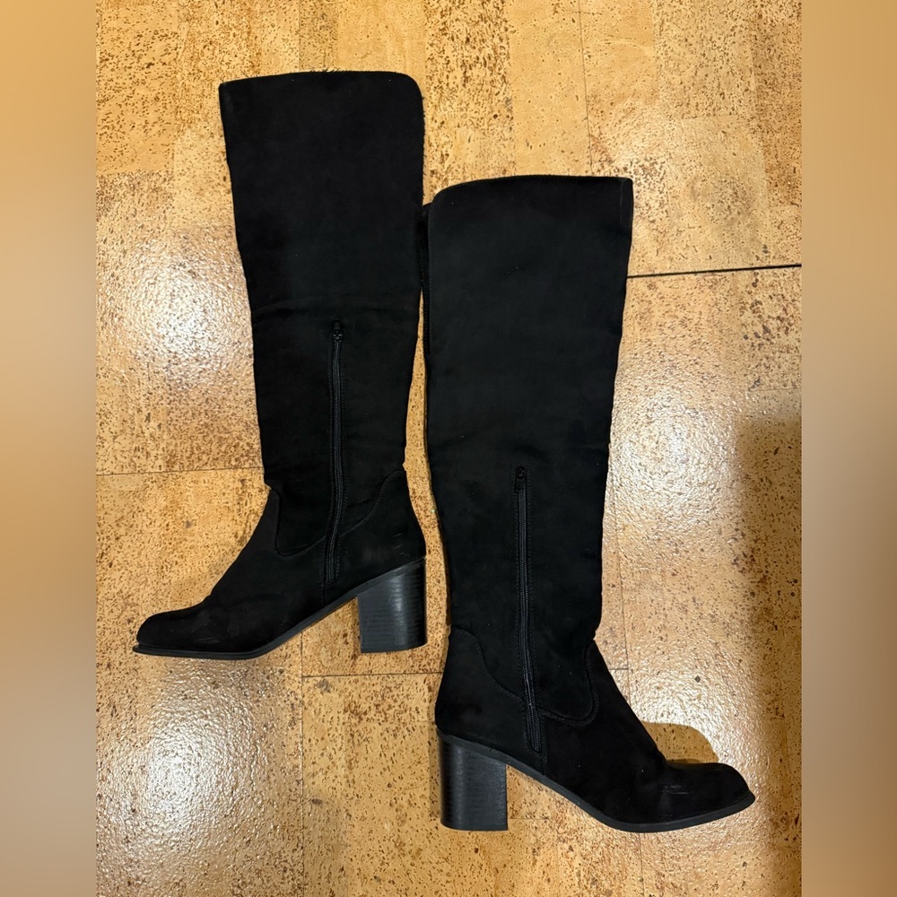 JustFab Alle Block Heel Elegant Black Over-the-Knee Boots Size Women’s 8